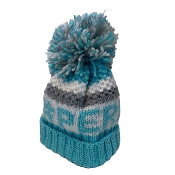 Children’s Place - Pom Pom Hat Light Blue, Gray, & White #Perf - Picture 1 of 7